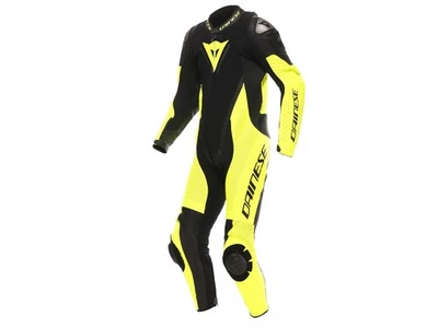 Dainese Demon Sprint Combinaison Moto En Un Morceau Cuir Noir/Fluogelb - Photo 1/2