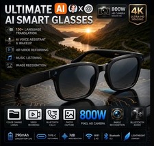 AI Smart Glasses 8MP Camera 1080P POV Sports Video Bluetooth Translator