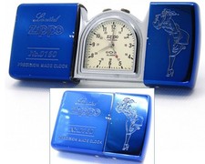 Zippo Time Tank Windy Blue Pocket Clock running 2003 Rare