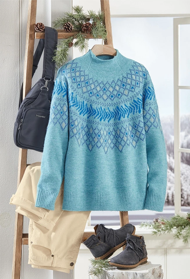 Suéter Coldwater Creek Glacial Glow color Aqua Sky Multi Foto 4 de 4