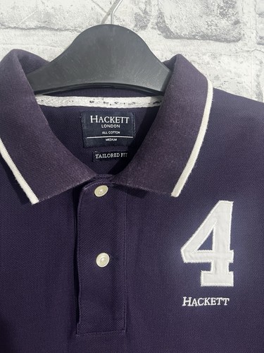 HACKETT Polo T Shirt Number 4 Retro Classic Vintage Casuals Tailored Top Mens - Picture 4 of 8