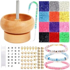 Bead Spinner for Jewelry Making Kit Wood Bracelet Necklace Spinner Changed Trays