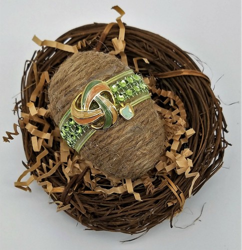 Twine Wrapped Shabby Chic, Boho Easter Eggs, Vintage Jewelry, Ribbon - 2" X 3" - Picture 4 of 7