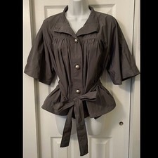 Stella McCartney Gray Spring Belted Pleated Swing Jacket