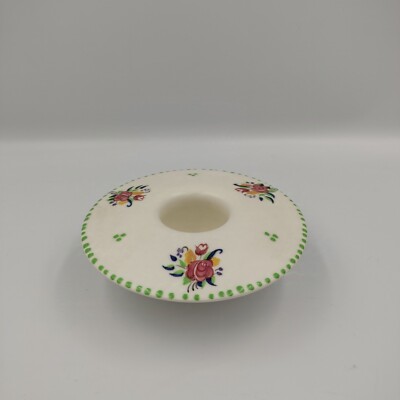 Vintage Poole Pottery Floral Candle Holder   Hand-Painted English Ceramic