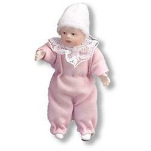 Dollhouse Miniature Baby Doll in Pink by Reutter Porcelain for sale