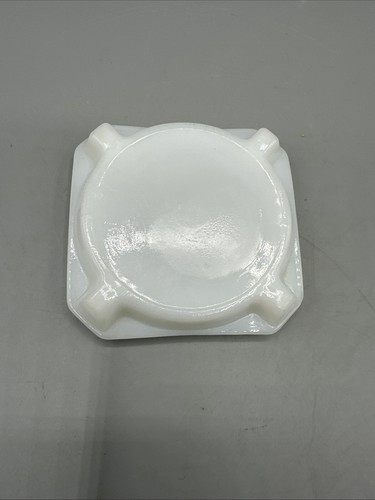 Vintage White Milk Glass 4 Slot Square Ashtray 3.25" Mid Century Modern - Picture 5 of 5