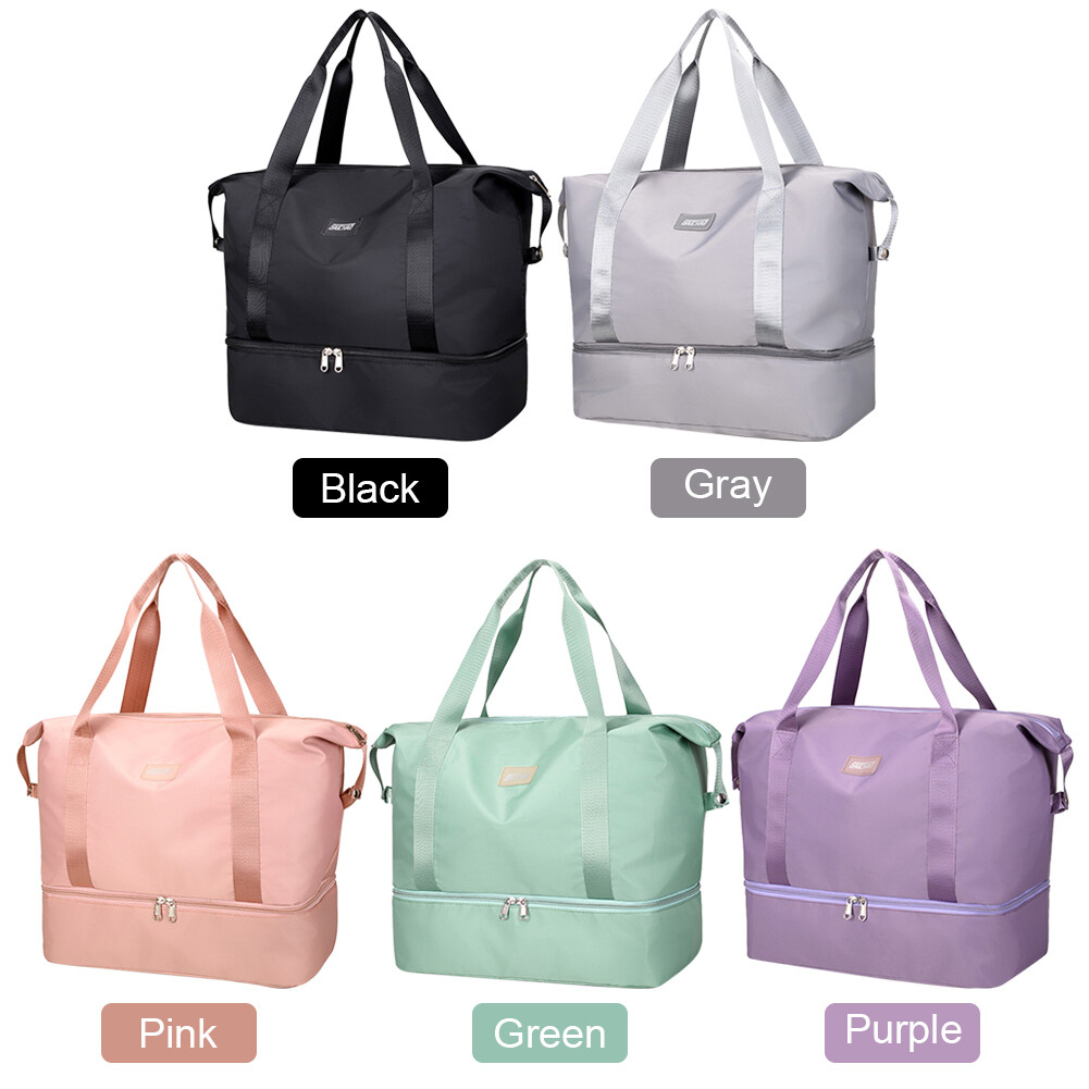 Women Large Capacity Fitness Duffle Bag Waterproof Nylon Travel Luggage ...