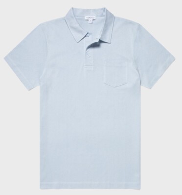 Sunspel - Polo Riviera Ärmel Kurz Baumwolle Blau Pastell GRÖSSE S - Neu