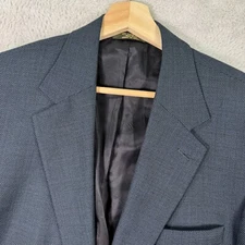 VINTAGE Corbin Blazer Jacket Mens 40L Blue Textured Single Breasted Classic GUC