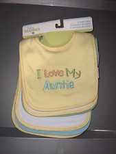 BABY TREASURES INFANT GIRLS MULTI COLORED AUNTIE 6 PACK BIB SET NEW