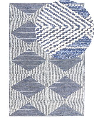 Teppich Wolle beige/blau mit geometrischem Muster rechteckig 160x230 cm Datca
