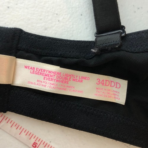 PINK Victorias Secret Bra Wear Everywhere Lightly Lined Black 34DDD - Picture 4 of 4