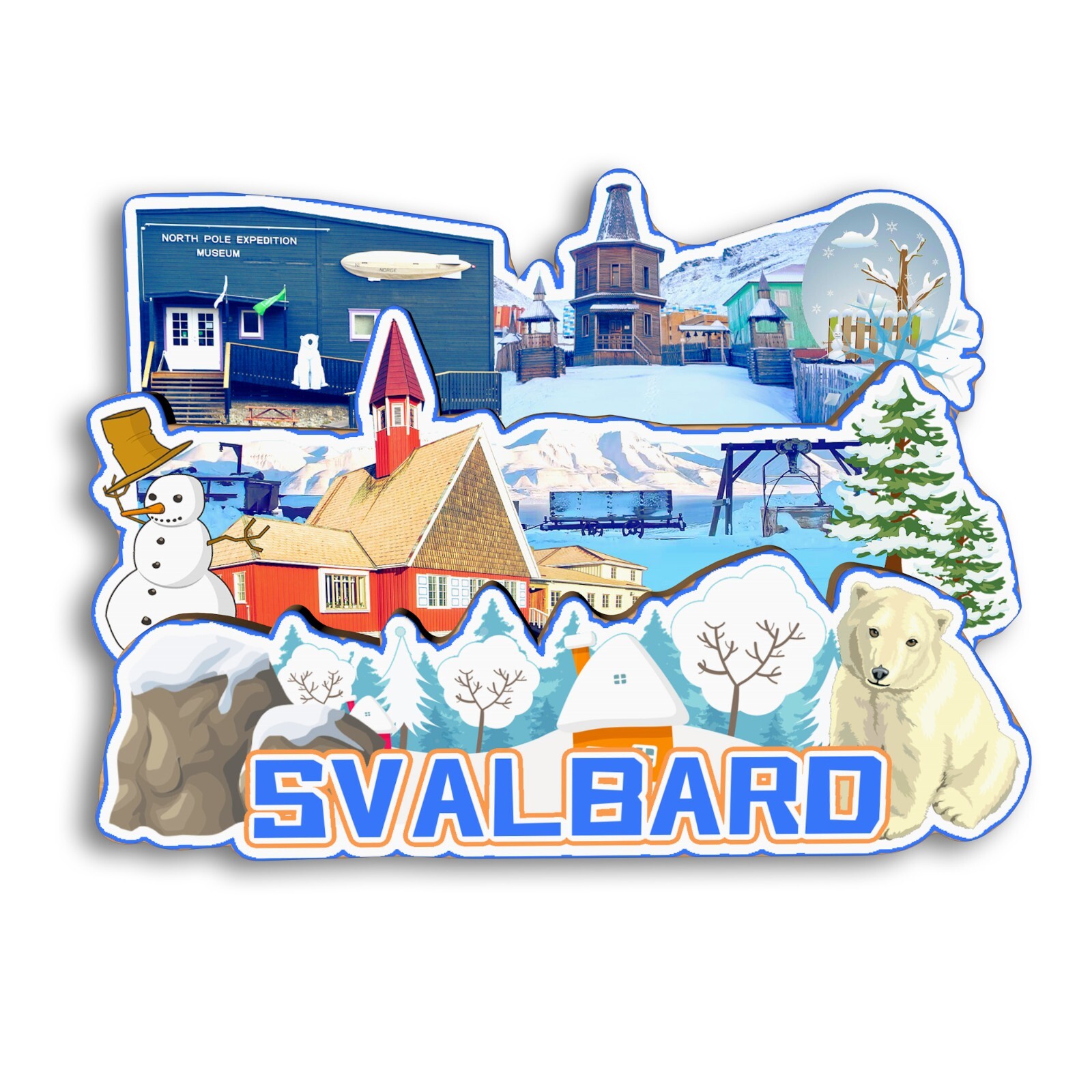 Svalbard NORWAY Refrigerator magnet 3D travel souvenirs wood craft gifts