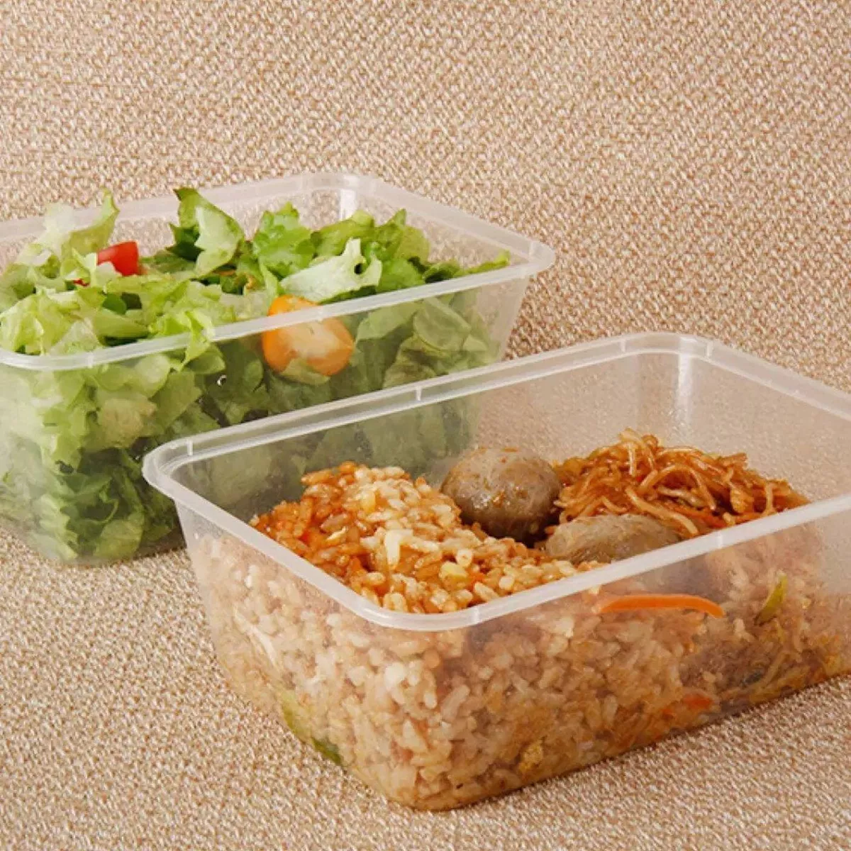 4Pcs Clear Rectangular Disposable Plastic Food Container Lunch