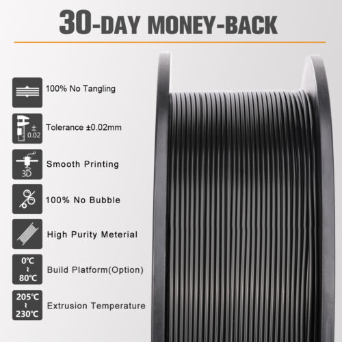 2×1KG SUNLU PETG Filament Wysoka wytrzymałość Drukarka 3D Materiał eksploatacyjny Czarny - Zdjęcie 4 z 23