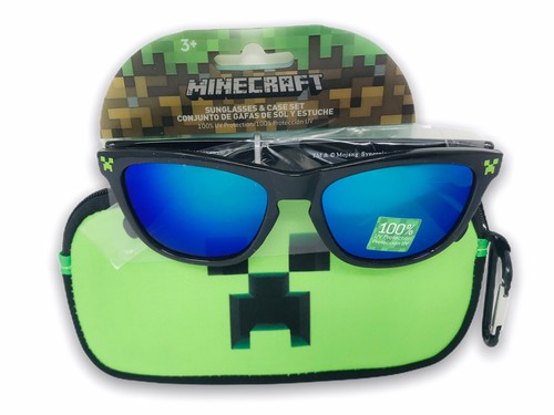 Minecraft PER BAMBINI KID'S Nero Verde Occhiali da sole e sacchetto Set  100% protezione UV | eBay