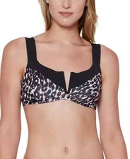 Sanctuary Swim Medium Black Leopard Stay Cool Bikini Swimsuit Top NWT