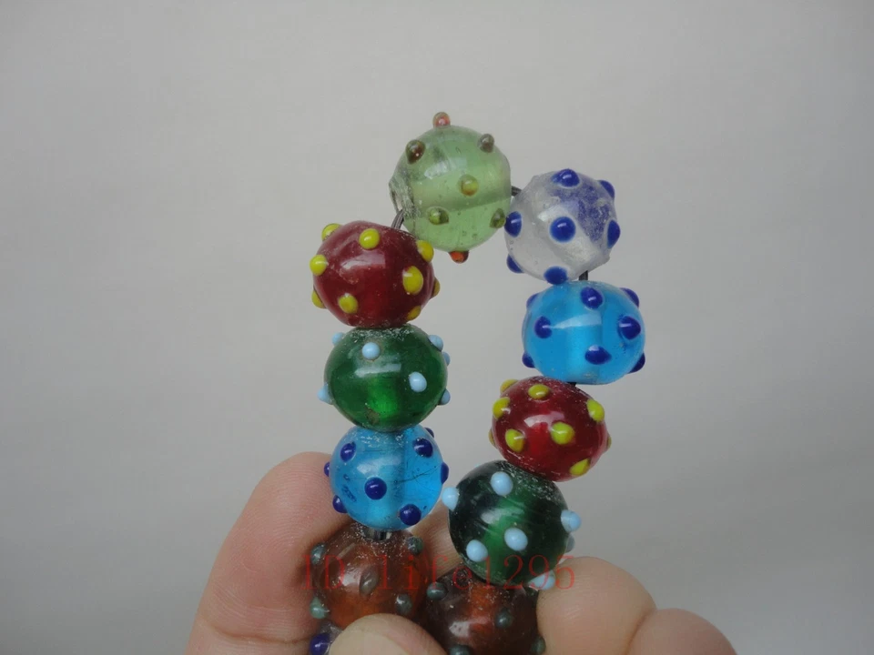 Rare Collect China Tibetan Ancient  Prayer Beads Glaze Beads Hand Catenary Gift - Image 4 of 4