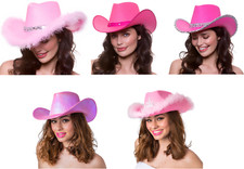 Cowgirl Hat Pink Fancy Dress Cowboy Hen Party Wild West Costume Accessory