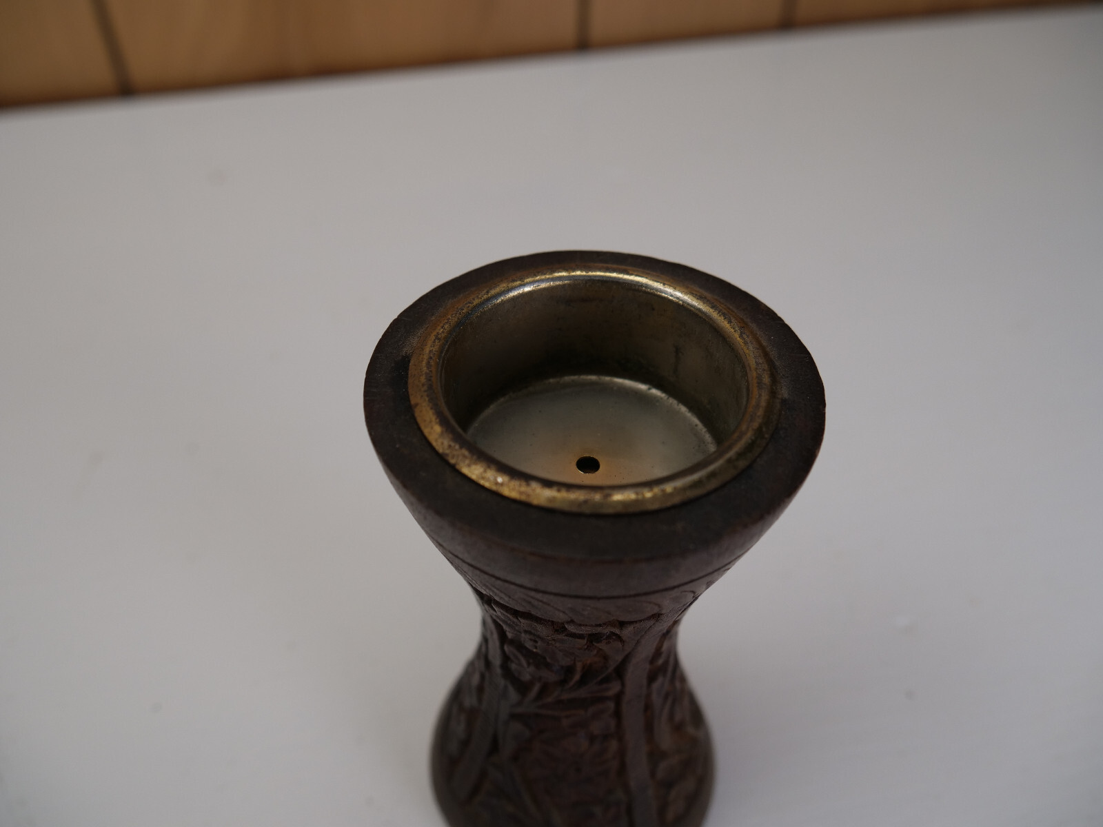 Vintage Carved Wooden Table Top Lighter
