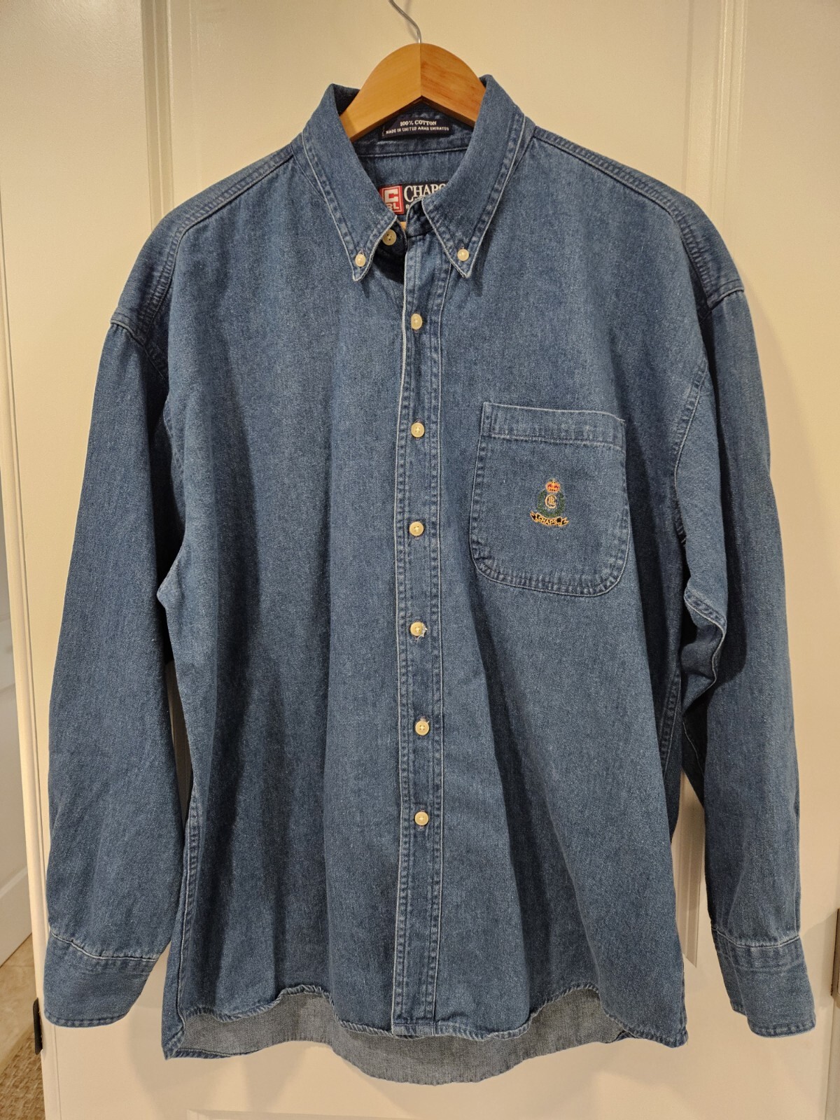 Ralph Lauren Chaps Denim Longsleeve Button Up Shirt Size Large