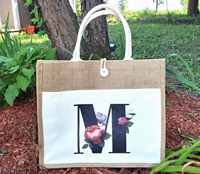 Monogram Canvas Tote Bag, Handmade, Size Large, Brand NEW