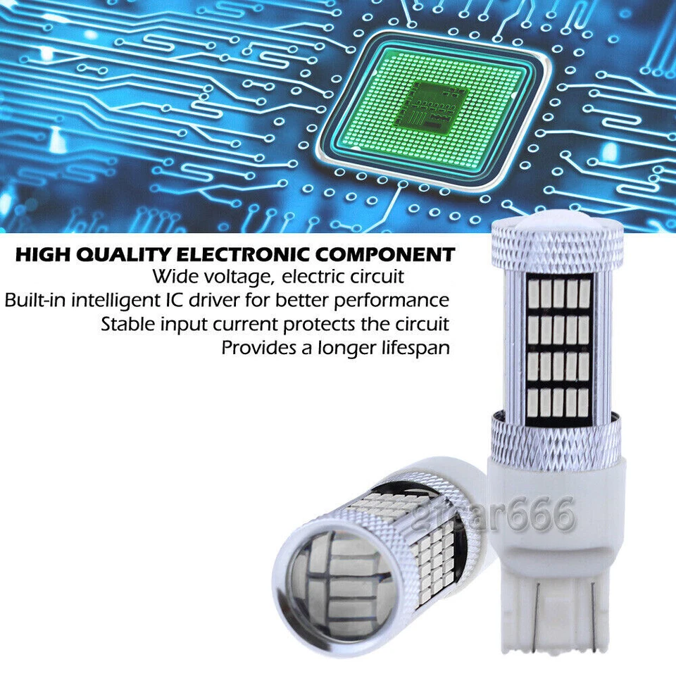 2X7443 7440 Bright Red 92SMD High Power Projector LED Brake Tail Lights Bulbs - Image 2 of 4