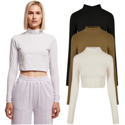 Urban Classics Ladies Organic Cropped Turtelneck Longsleeve Top shirt Oberteil 