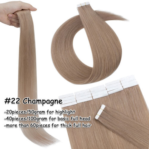 Thick Tape In Russian 100% Remy Human Hair Extensions Skin Wefts Full Head Ombre - Picture 82 of 88