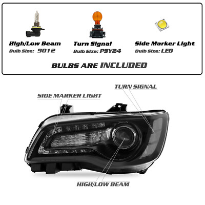 Left&Right Headlamp For 2011-2023 Chrysler 300 LED DRL