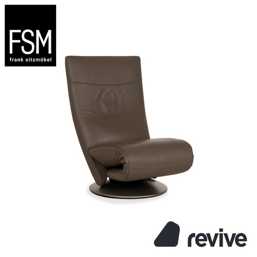 FSM Evolo Leather Armchair Brown Brown Grey Electric Function
