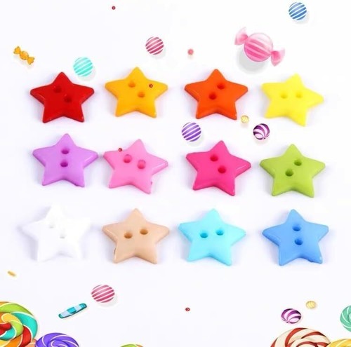 100Pcs Colorful Arcliy Stars Buttons Star Sewing Buttons with 2 Holes Small S... - Picture 2 of 7