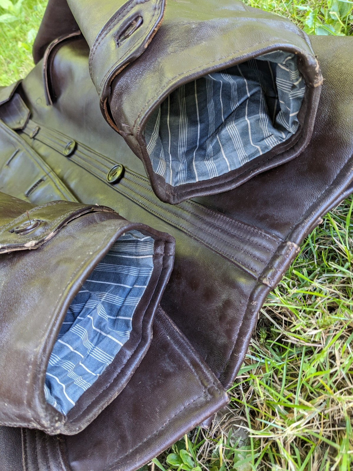 Antique coat jacket work leather coat 1950s 60s Le Corbusier