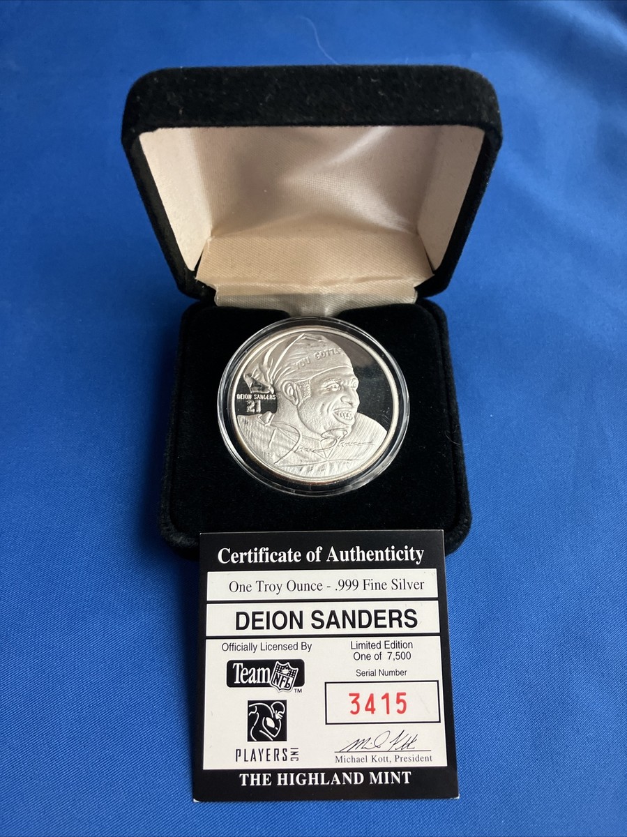 Deion Sanders Highland Mint .999 Fine Silver Coin W/case Numbered