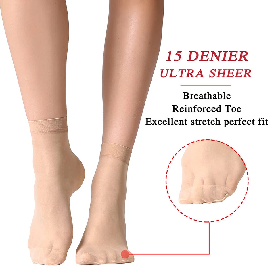 10/20 pares de calcetines tobilleros para mujer de nailon ultrafinos de seda transparentes al aire libre medias cortas Foto 4 de 4