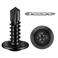 300Pcs #10×3/4" Black Self Tapping Screws for Metal 410 Black Oxide Stainless...