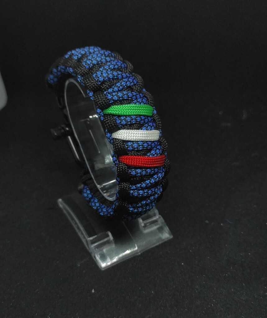 Bracciale Paracord Cobra Tricolore Italia Vvf Polizia Fatto A Mano Su Misura