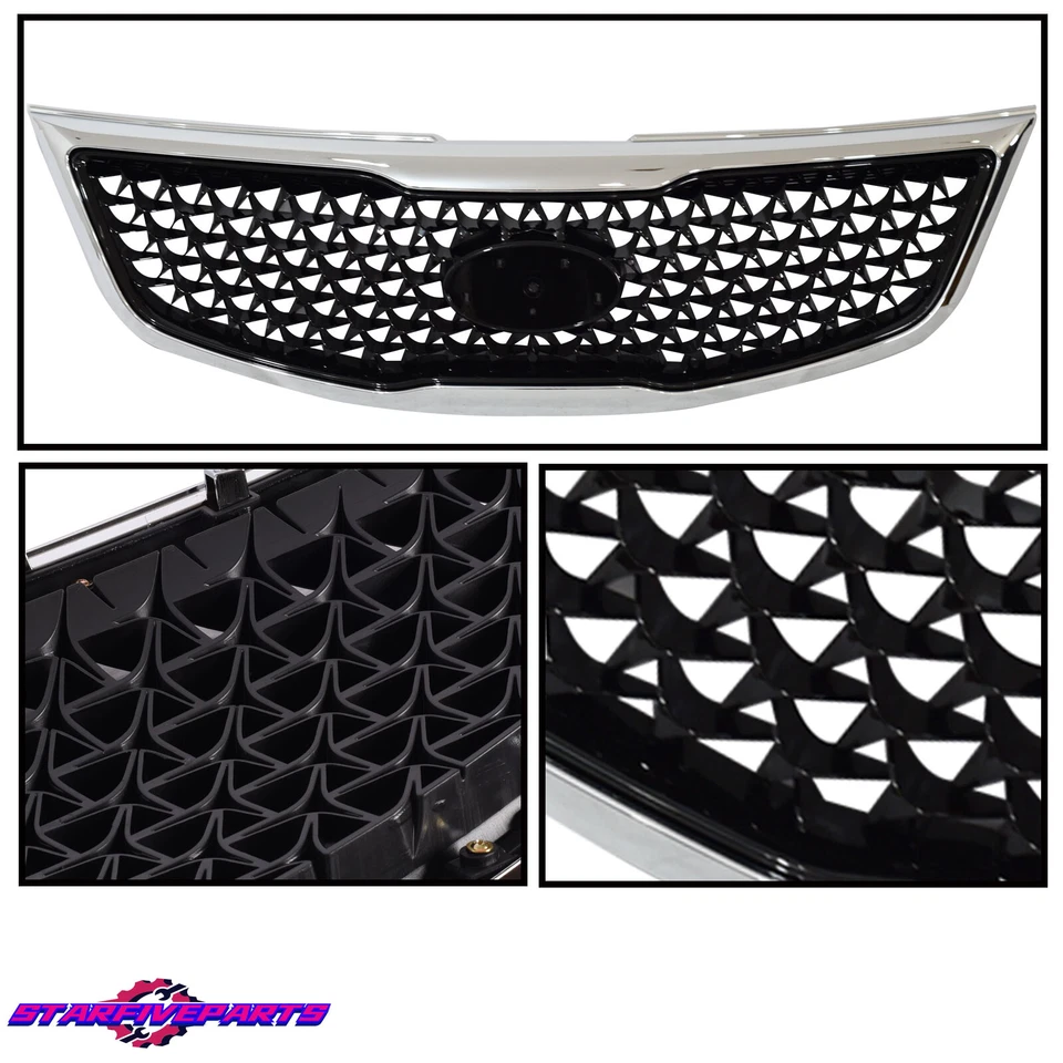 Front Upper Grille Chrome Assembly Fits Kia Sportage 2014-2016 W/ Radiator Cover - Изображение 2 из 4