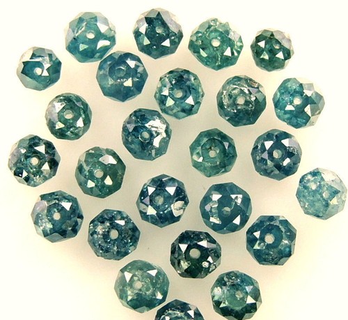 1.00 Ct Natural Loose Beads Diamonds Blue Color Round Faceted Beads Diamond Lot - Picture 3 of 4
