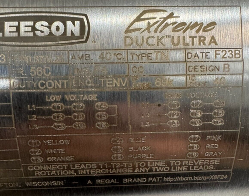 LEESON 117127.00 Extreme Duck Ultra 1725RPM 56C TENV 3PH Ultra Washdown Motor - Picture 3 of 8