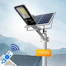 Commercial Solar Street Light Outdoor Flood Lights Dusk to Dawn Road Lamp +Pole