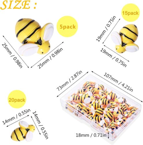 40Pcs Tiny Resin Bees Decor Bumble Bee Embellishment Resin Bees Craft Decoration - Picture 2 of 7