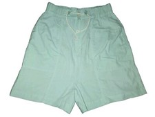 Women's 80s 90s Vintage Elastic Waist High wide leg Aqua Mom Shorts Size L