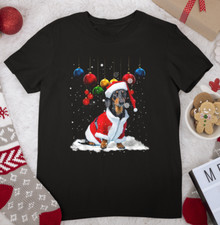 Beagle Christmas Light Santa Claus Men T-shirt Black Tee S-4XL Xmad Gift JJ419