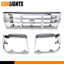 FIT FOR 1992-1996 FORD F-150 92-97 F-250 CHROME HEADLIGHT DOOR GRILLE KIT