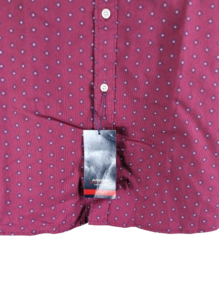 Arrow Men's Long Sleeve Red Dress Shirt Size 42 Slim fit Diamond