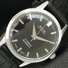 VINTAGE MONTINE HAND-WINDING SWISS MENS REFURBISHED BLACK DIAL WATCH a445221-1