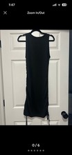 BTFBM Women’s Black Ribbed Sleeveless Ruched Drawstring Bodycon Dress M