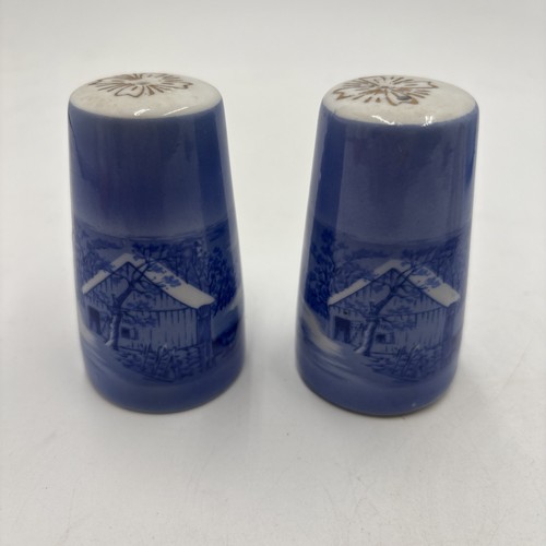 Vintage Currier & Ives Style Salt & Pepper Shakers